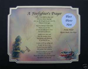 FIREFIGHTERS PRAYER PERSONALIZED POEM GIFT FOR FIREMAN  