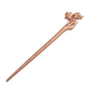   Handmade Peach Wood Carved Hair Stick Rose 6.4 Inches Beauty