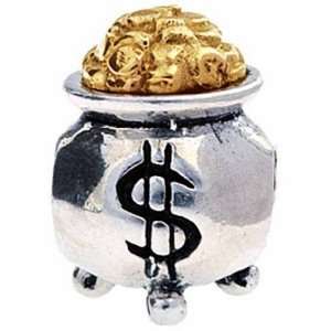  Silverado Sterling Silver and 14K Gold Pot of Gold Bead 