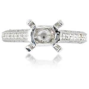    Diamond Platinum Antique Style Engagement Ring Setting: Jewelry