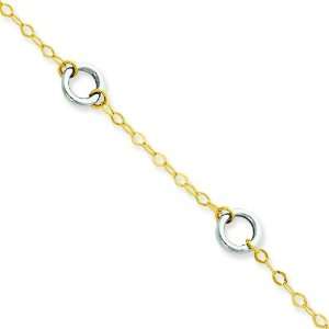   : 14 Karat Gold Two tone Fancy Circle Link Bracelet 7 inches: Jewelry