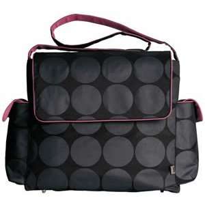 Oi Oi Messenger Diaper Bags In Charcoal/Candy Pink Dot