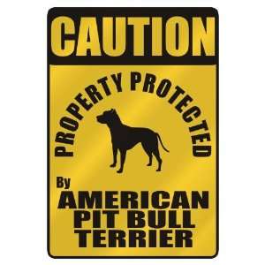    PROPERTY PROTECTED BY AMERICAN PIT BULL TERRIER  PARKING SIGN DOG