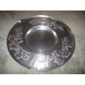   Hand Wrought Hammered Aluminum Round Tray w/ Ivy: Everything Else