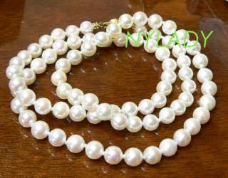 AAA REAL AKOYA SALTWATER WHITE PEARL NECKLACE 14K GOLD  