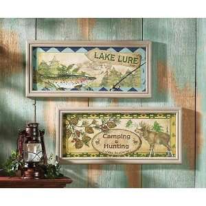   Cabin Lake Lodge Hunting Plaques Signs Prints Pictures: Home & Kitchen