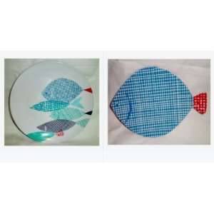 Melamine Beach Retreat Fish Theme Party Plates   Set of 2:  
