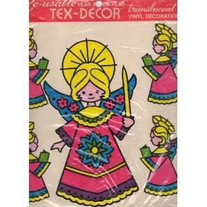 com Vintage Christmas Decals Tex Decor Translucent Vinyl Decorations 