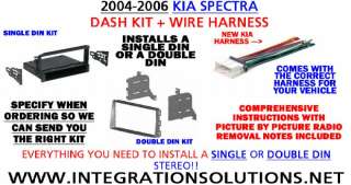 2004 2006 KIA SPECTRA RADIO DASH KIT/WIRE HARNESS  