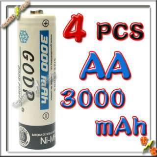Package Includes: 4 Units   AA 3000mAh NiMH Rechargeable Battery