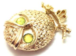   Pin Sarah Cov Coventry Gold Tone Rhinestone Owl Figural Jewelry  