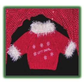  PUPPY DOG RED KNIT SWEATER XX Small   LET IT SNOW Kitchen 