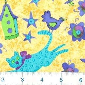  45 Wide Krazy Kats Soft Yellow Fabric By The Yard Arts 