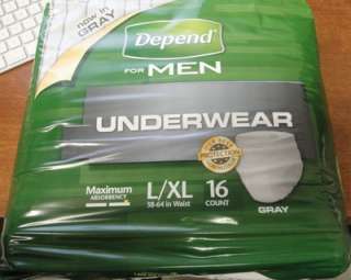 Depend for Men Underwear L/XL 64ct Case   Gray  