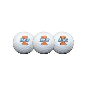  Illinois Fighting Illini 3 Pack College Golf Balls Gift 