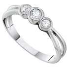   Carat Bezel Set Diamond 14k White Gold Three Stone Engagement Ring