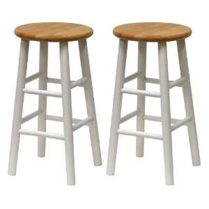 Set Of 2, Beveled Seat, 24 Stool, Assembled By Winsome Wood:  