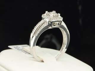   WHITE GOLD PRINCESS CUT DIAMOND ENGAGEMENT RING BRIDAL SET  
