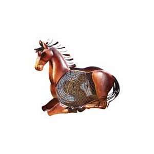  Horse Figurine Mottled Brass Desk Fan