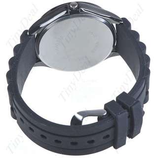 Round Quartz Bangle Wrist Rubber Watch Unisex W5 9665  