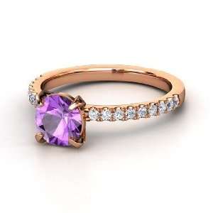  Candace Ring, Round Amethyst 14K Rose Gold Ring with 