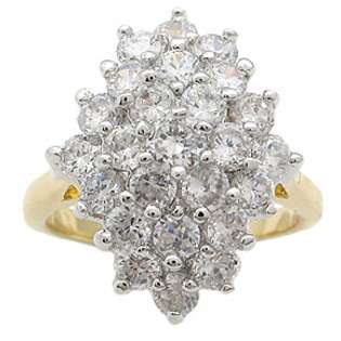   CUBIC ZIRCONIA RINGS   Sparkling 14k Gold Plated CZ Cluster Ring