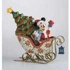 Roman 9 Cloisonne Mickey In Lighted Sleigh Porcelain Christmas 