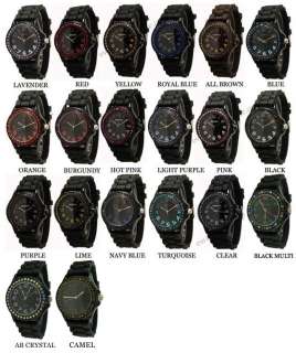 Pick 03 All Black Silicone Rhinestone Jelly Rubber Watches
