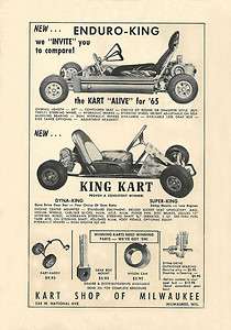   1965 King Kart Enduro King, Dyna King & Super King Go Kart Ad  
