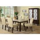 Acme 7 pc Kyle faux white and beige marble dining table set with 