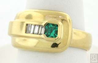   18K YELLOW GOLD 0.45CT VS1/H DIAMOND EMERALD COCKTAIL RING  