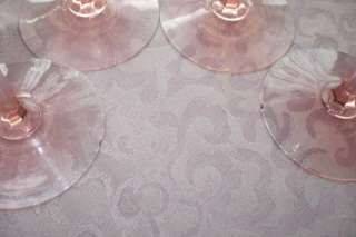 Vintage 24 PINK Depression Glass OPTIC Wine Champagne Cordial Stemware 