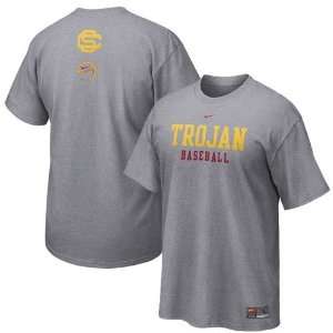  Nike USC Trojans Ash Baseball Practice T shirt: Sports 