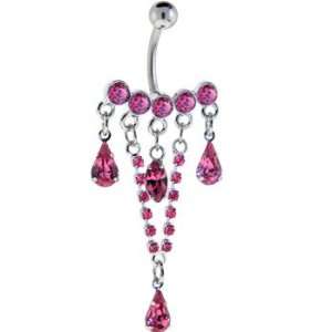  Pink Gem Keepsake Dangle Belly Ring: Jewelry