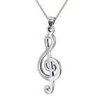 Jazzy Jewels Sterling Silver Treble Clef Music Note Pendant Necklace