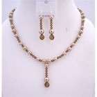 prom bridal bridemaid bronze brown pearl smoked topaz crystals jewelry