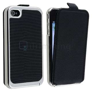   Leather Chrome Hard Case Cover for AT&T Verizon Sprint iPhone 4 4G 4S