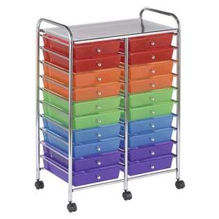   20 Drawer Double Wide Mobile Organizer   Color Assorted 