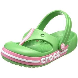 crocs Crocband Toe Bumper Sandal (Toddler/Little Kid),Lime/Pink 