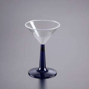  6 OZ. TWO PIECES CLEAR WITH BLUE BASE MARTINI PLASTIC 
