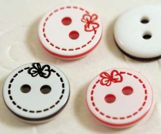 80 x Plastic Laser Etched Bow Baby Buttons/Kids SB201  