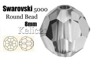 Black Diamond Swarovski Crystal 5000 8mm Round Beads  