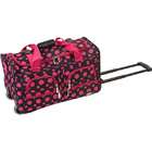 Fox Luggage PRD322 BLACK PINK DOTS 22 in. Rolling Duffle Bag Rockland