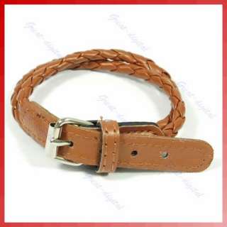   Korean Style Fashion Weaved Leather Double Wrap Belt Bracelet  