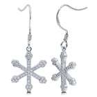 BERRICLE Micro Pave Cubic Zirconia CZ Sterling Silver Snowflake Dangle 
