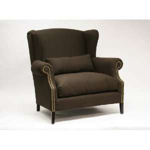   Chocolate Brown Brass Nail head Wingback Arm Chair Furniture & Decor