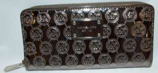 Michael Kors Continental Monogram Mirror Metallic Silver Wallet  