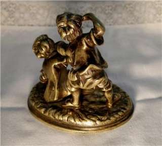 AUTHENTIC BRONZE FIGURINE OF CHILDREN PLAYING. NR  