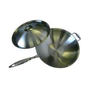 Jiminox 12 Wok with Cover   5 Ply 18/10 Stainless Steel  