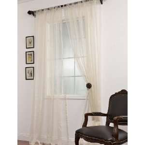   Natural Striped Linen & Voile Weaved Sheer Curtains
